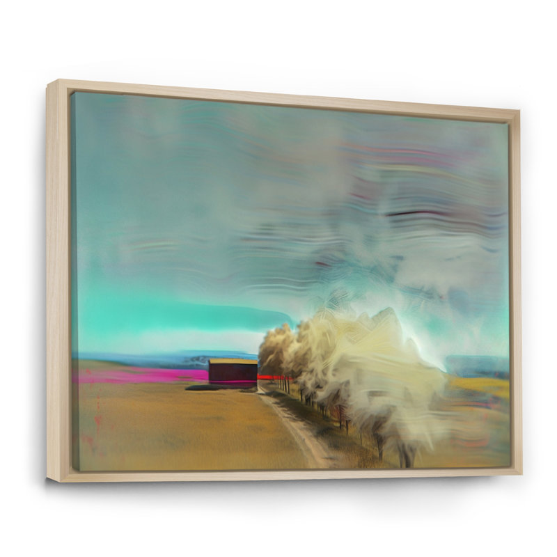 Désert, tempête turquoise, horizon, H 12 po x l 20 po x P 1 po, Cadre naturel flottant