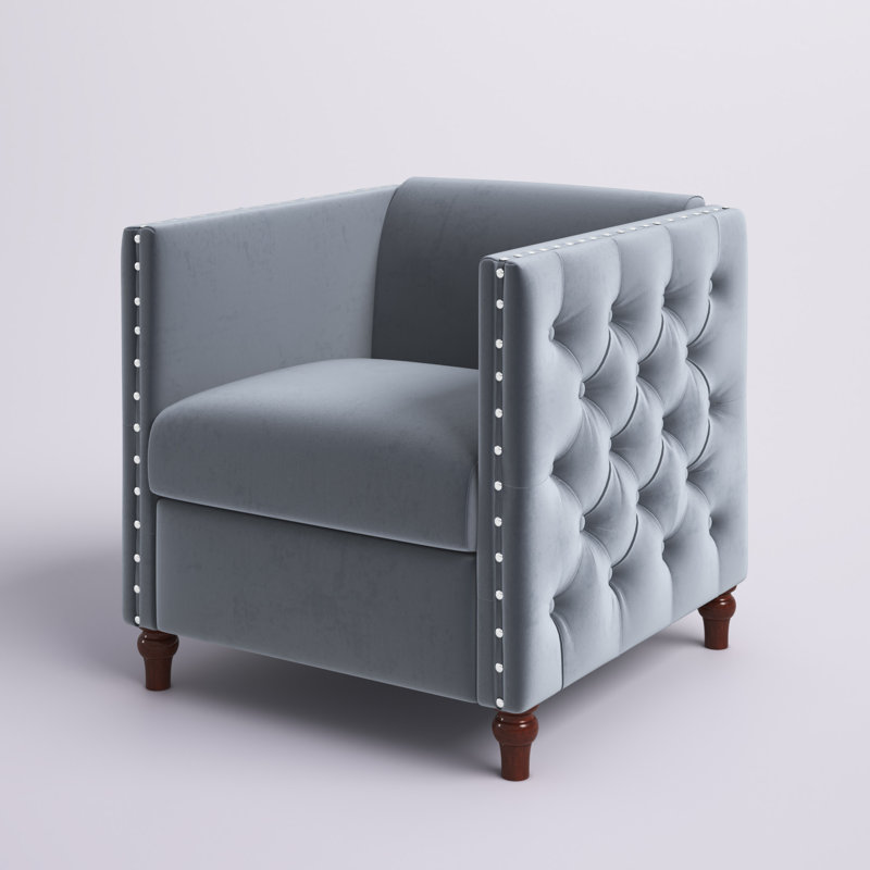 Memphis Velvet Armchair, Gray Velvet