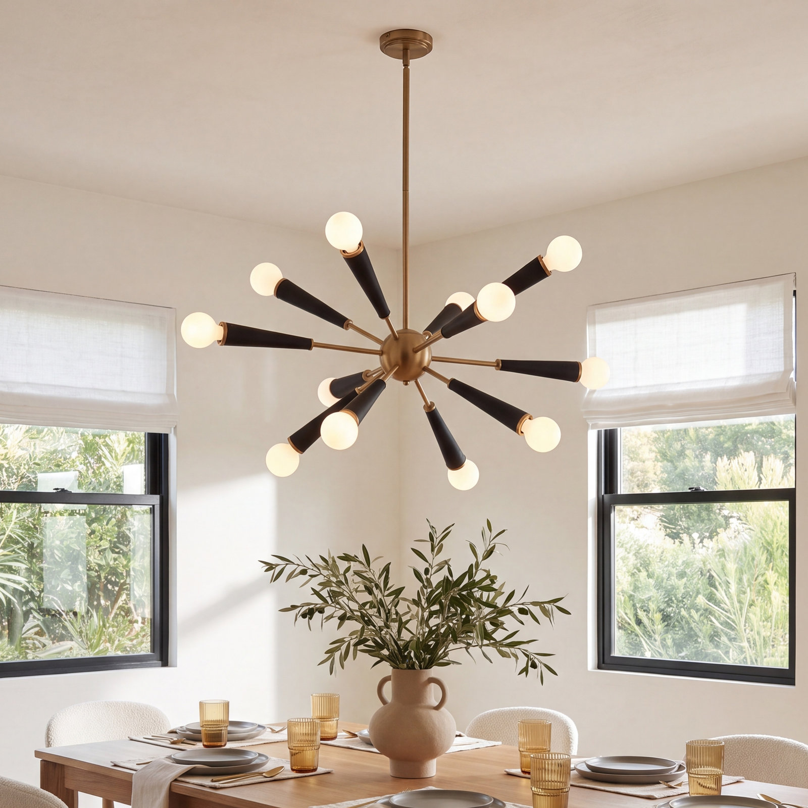 Kaz 12-Light Chandelier, Black/Gold