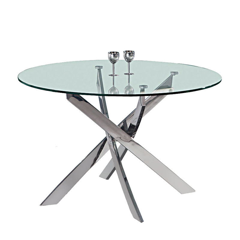 Shirlene Round Glass Top Dining Table, 30" H x 54.4" L x 54.4" W