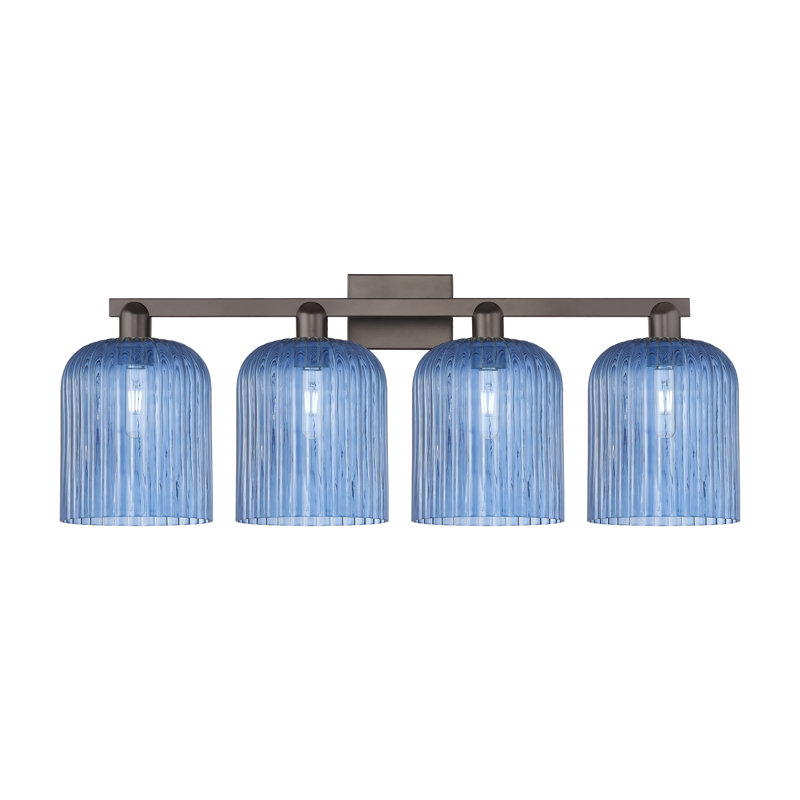 Bridal Veil 4 - Light Vanity Light, Blue / Oil Rubbed Bronze