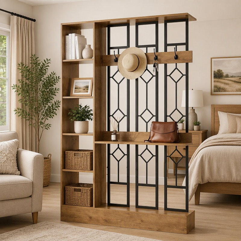 70.87 " H Single Panel, H 70,87 po x l 47,24 po x P 11,81 po, Black,Light Brown