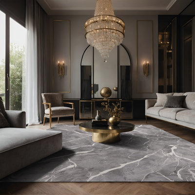 Tapis gris soyeux et moelleux