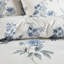 Édredon Seersucker avec jeté, double / grand, motif floral bleu, imprimé 7 pièces, ornement double / grand