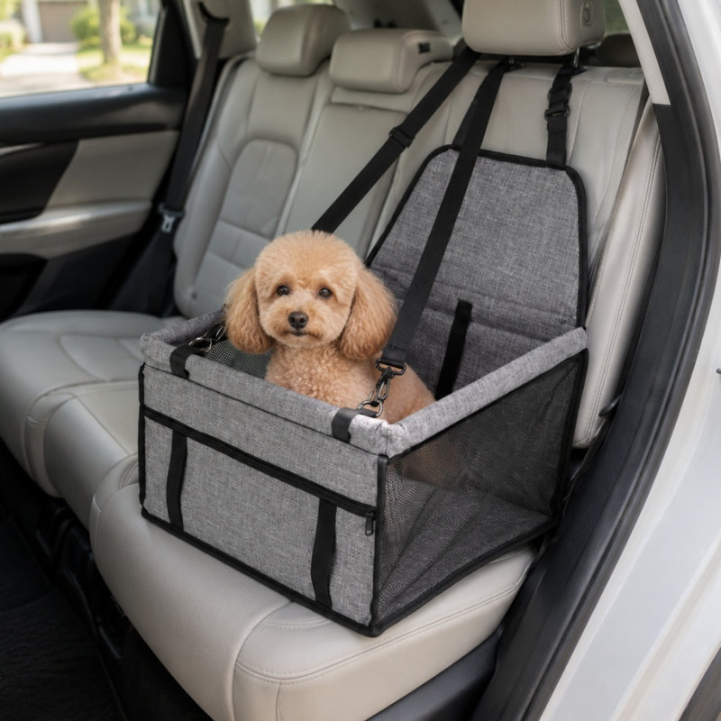 Siège d'appoint pour voiture respirant avec sangle de sécurité et poche de rangement, Grey