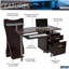Bureau d'ordinateur avec rangement brun chocolat