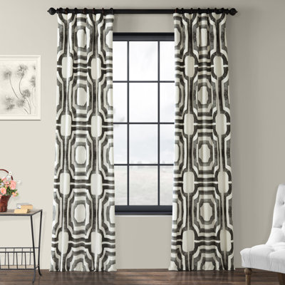 Magari Geometric Printed Cotton Room Darkening Single Curtain Panel