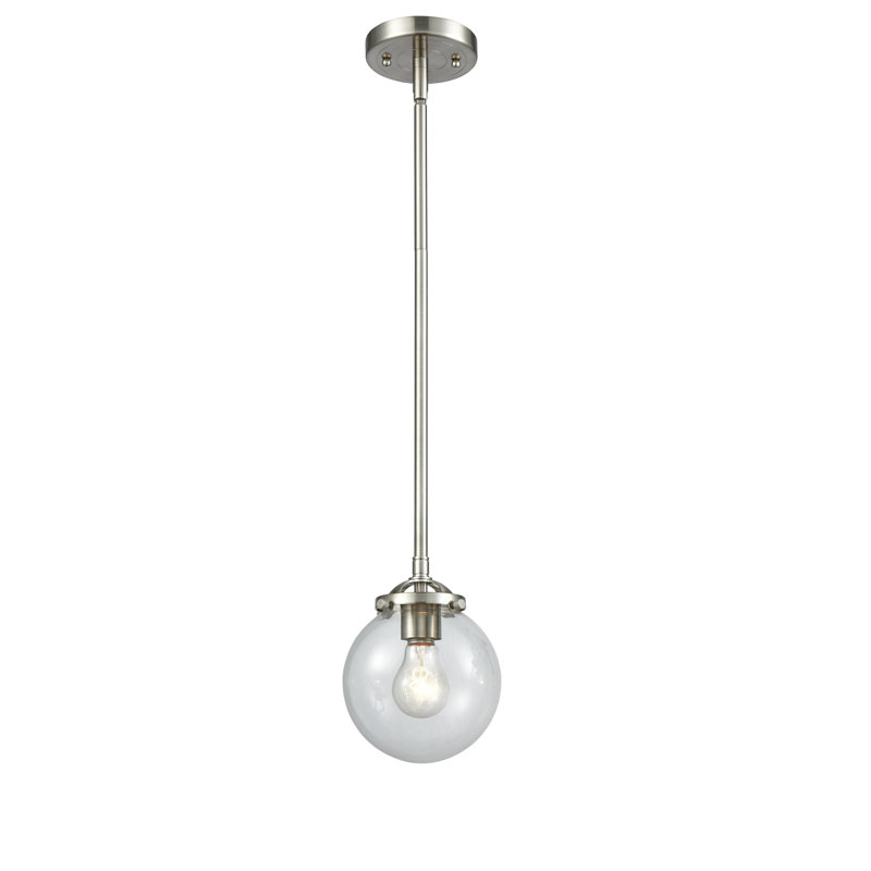 Luminaire suspendu sphère 1 lumière Zarmayr, Ampoule non incluse, Transparent, Nickel satiné brossé