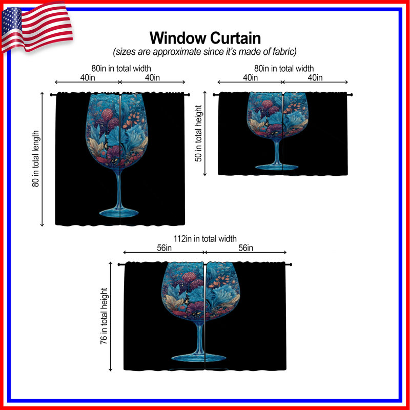 Rideaux de fenêtre en verre à motif floral transparent et obscurcissant - 2 panneaux, 40in x 60in - 2 panels