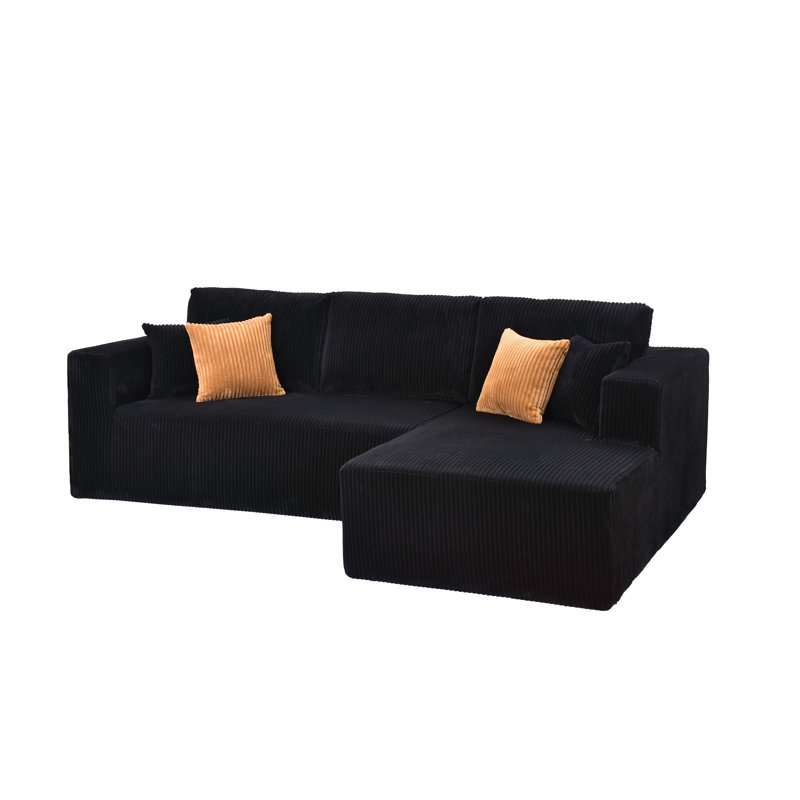 Fogshire Boneless Sectional, Right Hand Facing, Black