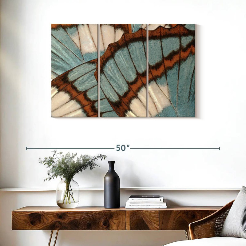 Blue Brown Butterfly Wings, 24" H x 38" W