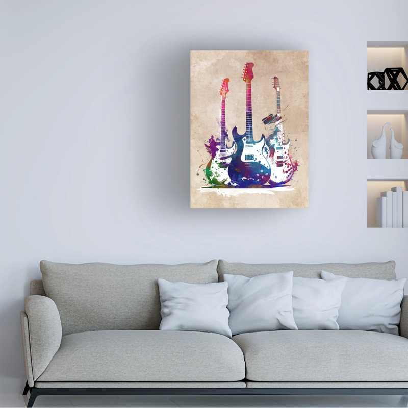 «Justyna Jaszke Three Guitars», art sur toile, H 14 po x l 19 po