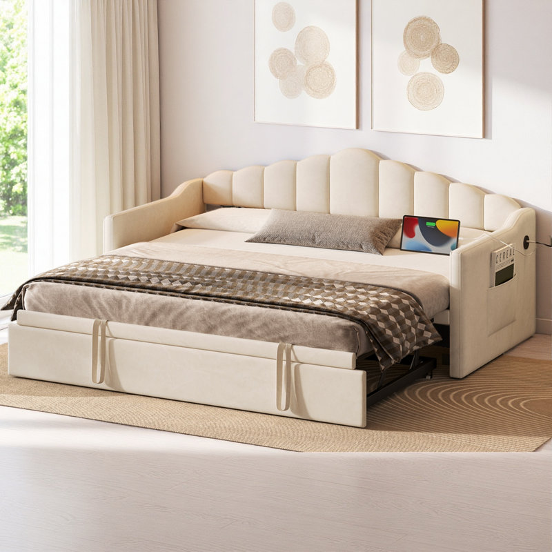 Lits de jour Mid-Century Modern, Beige