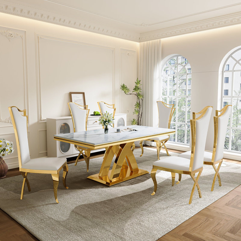 Burdell Dt0218 Rectangular Dining Table, Gold