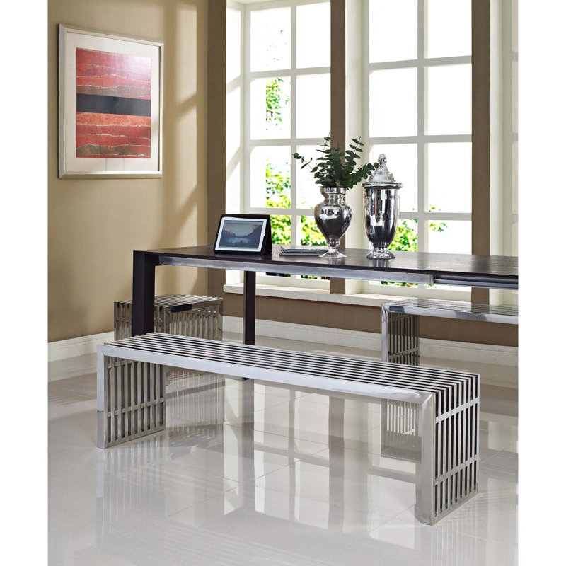 Ensemble de 2 petits et grands bancs Gridiron Style en acier inoxydable par Modway