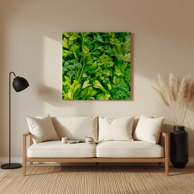 Aquarelle botanique 66, art mural vert en métal, H 12 po x l 12 po