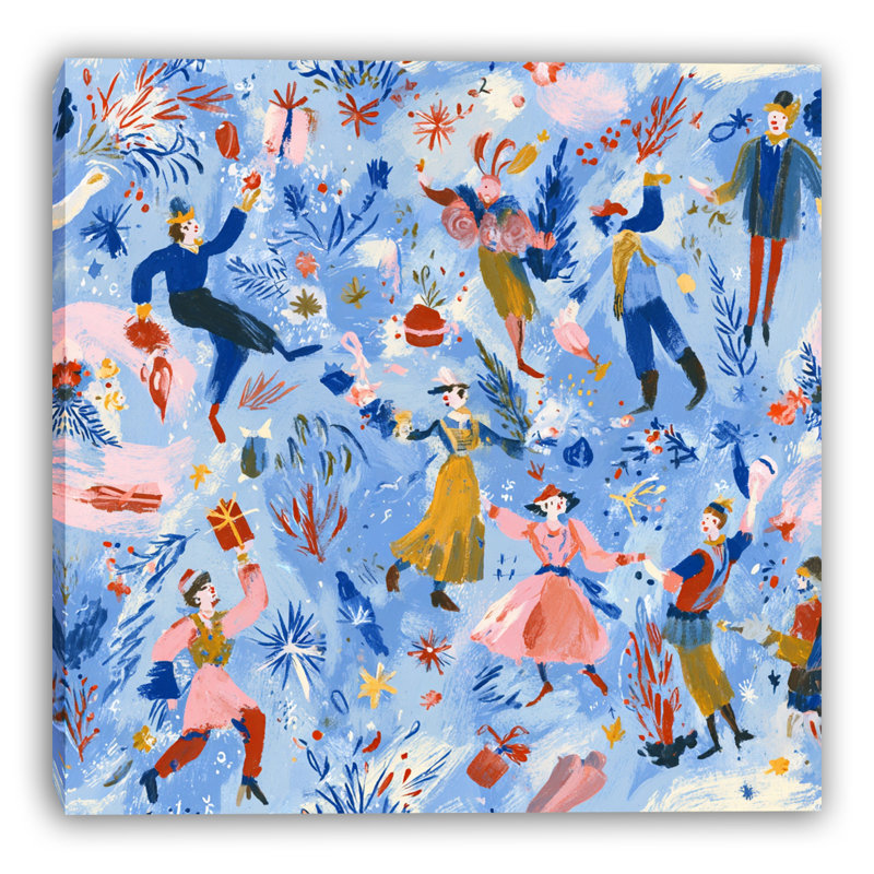 «Winter Celebration Dancers», art mural sur toile tendue, H 12 po x l 12 po