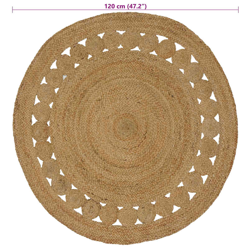 Hand Braided Area Rug, Natural, Round 120cm