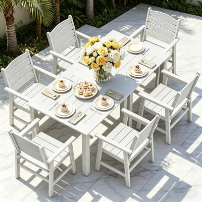  Ensemble de salle à manger d'extérieur pour 6 personnes avec table et chaises d'extérieur pour 6 personnes avec cadre en aluminium Ensemble de salle à manger d'extérieur moderne HiPS