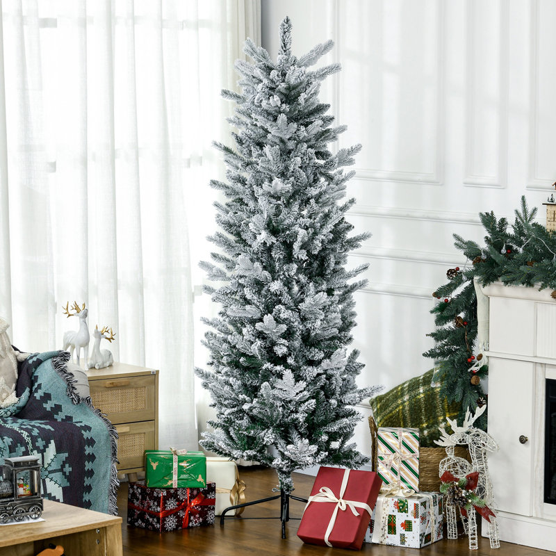 Grand arbre de Noël artificiel enneigé HOMcom 6 pi avec 477 branches de neige