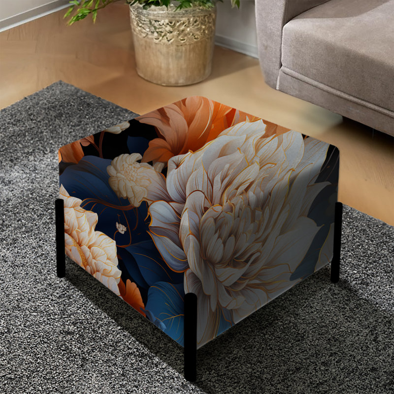 Motif floral de rêves célestes bleus - repose-pieds carré floral