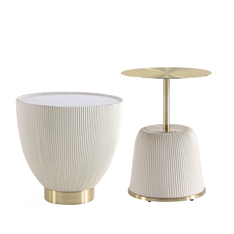 Ensemble de tables basses 2 pièces Thaine, Crème