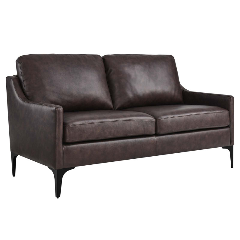 Corland Leather Loveseat, Brown Genuine Leather