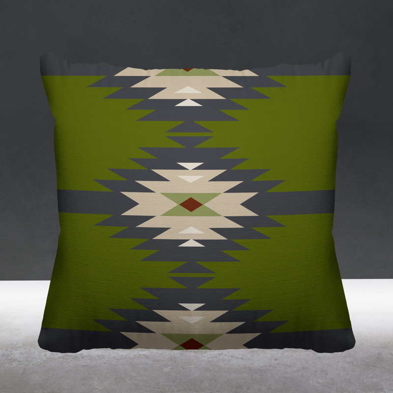 Coussin décoratif intérieur / extérieur Onida Southwestern, L 19 po x H 19 po, Chartreuse