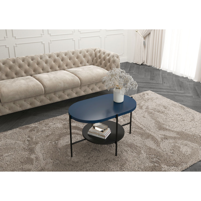 Borealis Four Leg Coffee Table with Storage, Navy/Black
