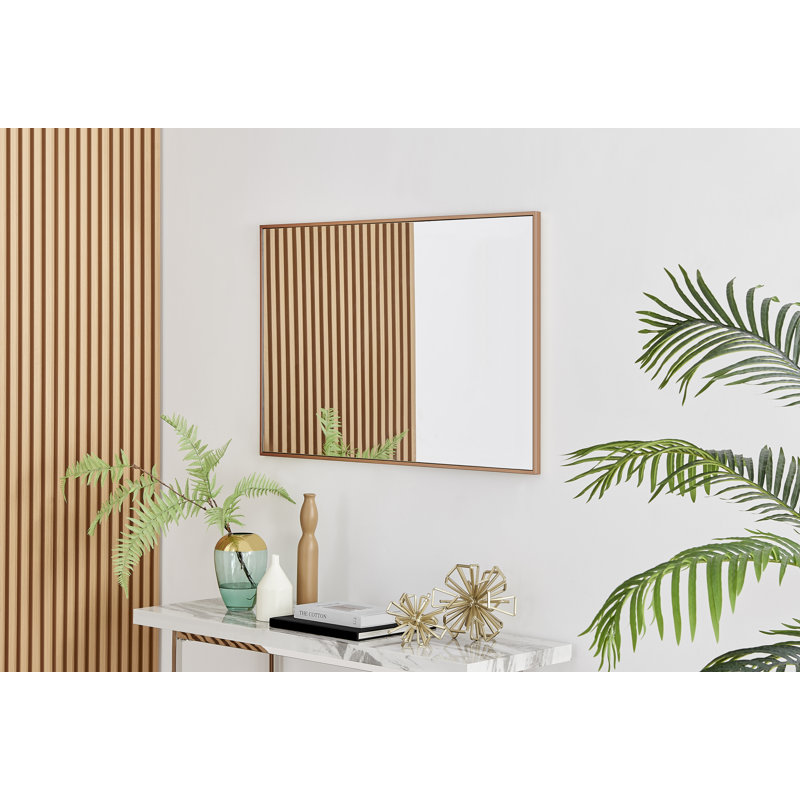 Alcantera Rectangle Metal Frame Wall Mirror Simple and Elegant Modern Design, Copper, 100cm H x 66cm W