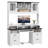  59" Executive Computer Desk with Hutch with Power Outlet, Office Desk with Monitor Stand and LED Lighting-114022613