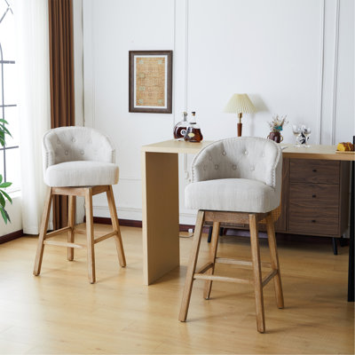 Stylish Swivel Counter Stools Set Of 2, Upholstered With Solid Wood Frame, Ergonomic Design For Ultimate Comfort And Durability.