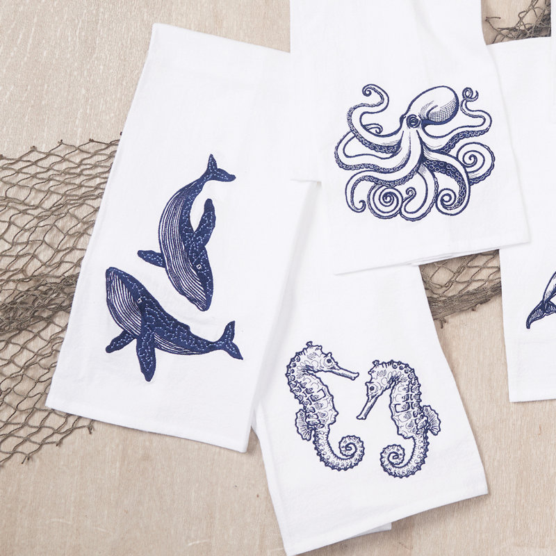 Serviette de toilette brodée Blue Seahores