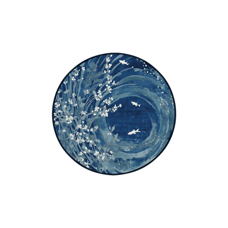 Machine Washable Gray Area Rug, Round 7'