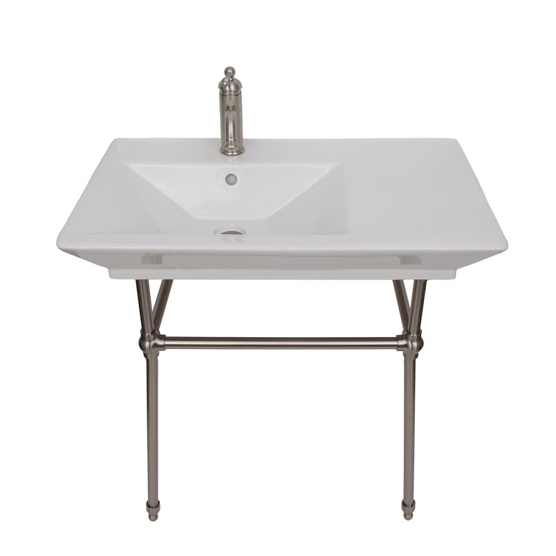 Barclay Opulence 19.38'' White Fireclay Rectangular Bathroom Sink with Overflow, Single