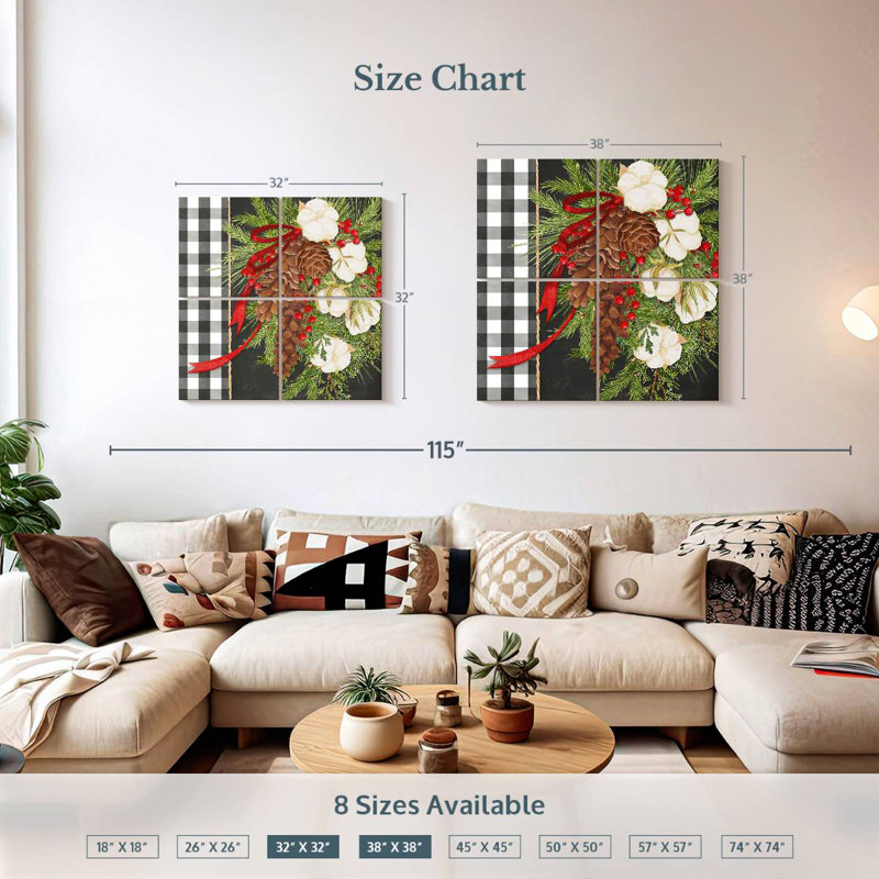 Lelend Gingham Balls I, 38" H x 38" W