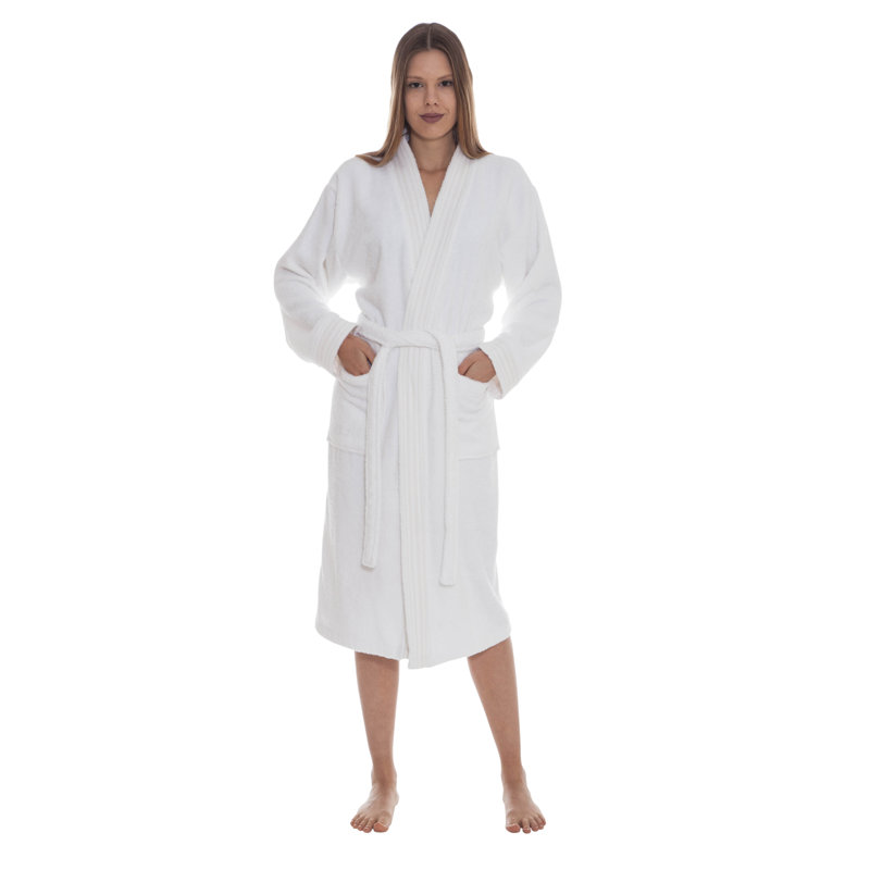 Bellamy 100% Cotton Terry Cloth Gender Neutral Mid-Calf Bathrobe with Pockets, S