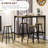 Chumy 5-Piece Bar Table And Chairs Set, Industrial Space Saving Bar Table With Stools, Kitchen Table And 4 Round Bar Stools With Metal Frame For Pub, Dining Room-463145909-463145908