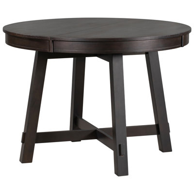 Solid Wood Round Dining Table, , Extendable, 6 Table Extendable In Design, 16" Leaf, Veneer, Wood, Fits 6 Persons, Adjustable 42" To 58