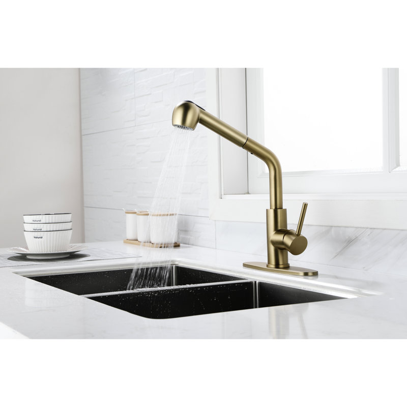 Spot Gold Stainless Steel Laundry Faucet With Single Pull-Out And Dual Spray, 360 Rotating Nozzle, Corrosion Treatment, Suitable For Daily Cleaning Spray In Stainless, High Simple Water Flow Control,
