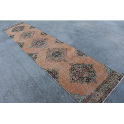 Classic Wool Patchwork Runner Rug, 32.3x152 Inch Orange Rug