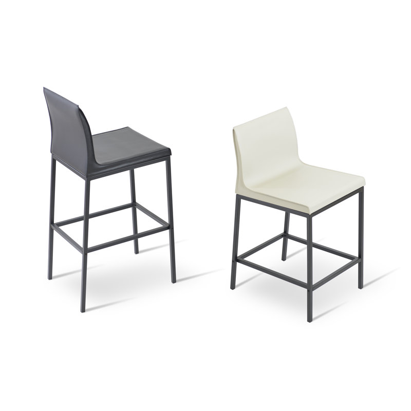 Tabouret de bar en métal Polo, Gris foncé, Poudre noire