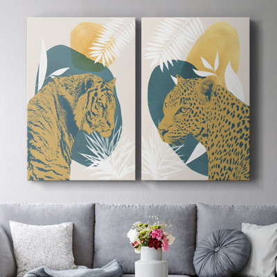 «Jungle Cat I» - Toile tendue avec châssis de qualité supérieure - Prêt à être accroché