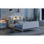 Structure de lit plateforme double en métal avec lumière, lit double en métal pour enfants avec tête de lit tapissier et rangement, blanc (date d’arrivée prévue 2025/10/5)-1762103404