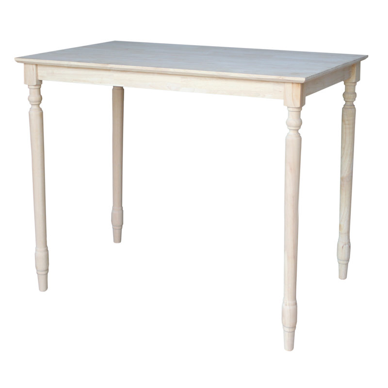 Industrial Solid Wood Bar Height Dining Table with Turned Legs