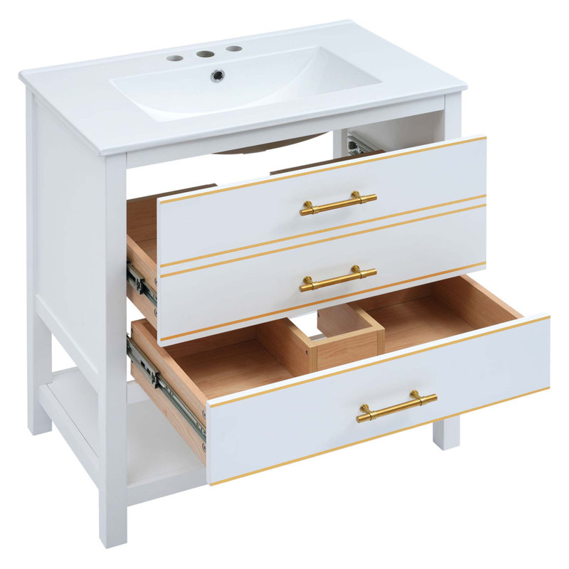Ensemble de meuble-lavabo 30 po bleu / blanc avec deux tiroirs
