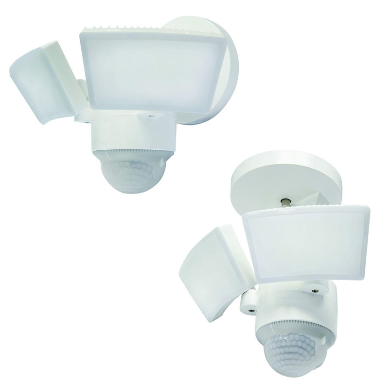 White Dual Head LED Outdoor Security Flood Light