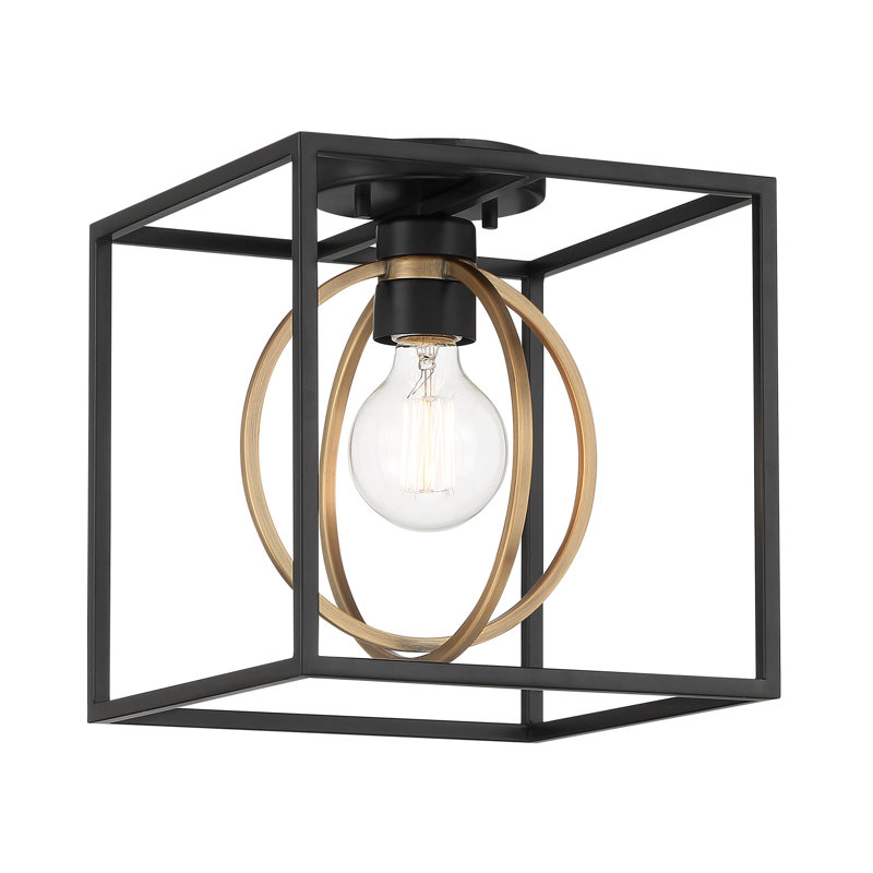 Semi Flush Mount, Matte Black/Gold