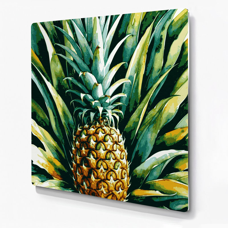 Art mural en métal Botanical Pineapple Plant, H 32 po x l 32 po