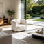 Fauteuil-canapé 1 place en bouclette effet nuage, fauteuil d'appoint carré rembourré de style Japandi, canapé simple pour salon-793452329-792744277